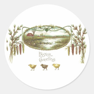 Sticker Rond Pâques - Chicks & Pond Arts & Crafts Carte postale