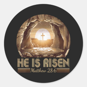 Sticker Rond Pâques chrétien Il est ressuscité Jésus