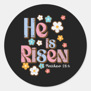 Sticker Rond Pâques Jésus Il Est Ressuscité Foi Chrétienne Fill