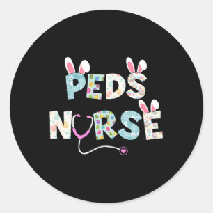 Sticker Rond Pâques mignonnes Pâques Poudre Lapin Oreilles Joye