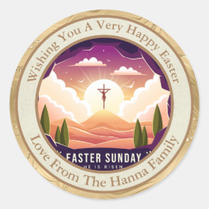 Sticker Rond Pâques personnalisé Église et École du dimanche