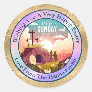 Sticker Rond Pâques personnalisées   Église et école du dimanch
