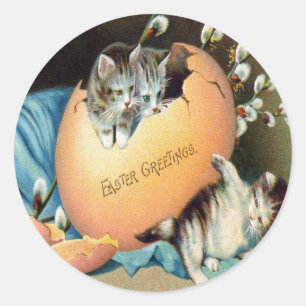 Sticker Rond Pâques vintage