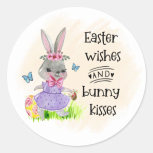 Sticker Rond Pâques voeux buns baisers vacances