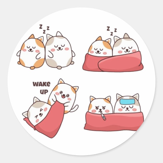 Sticker Rond Paquet de chats  (Devant)