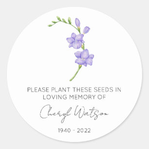 Sticker Rond Paquet de graines de Freesia mémorial simple