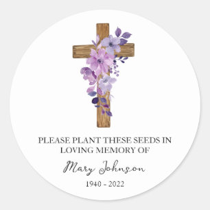 Sticker Rond Paquet de graines funéraires à fleurs violettes en