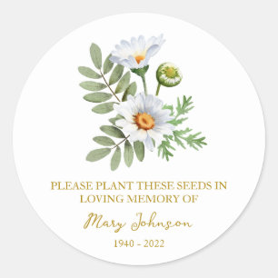 Sticker Rond Paquet de graines funéraires en mémoire de Daisy