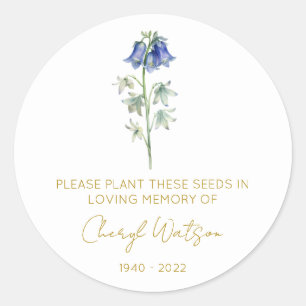 Sticker Rond Paquet de graines mémorial Simple Bluebell