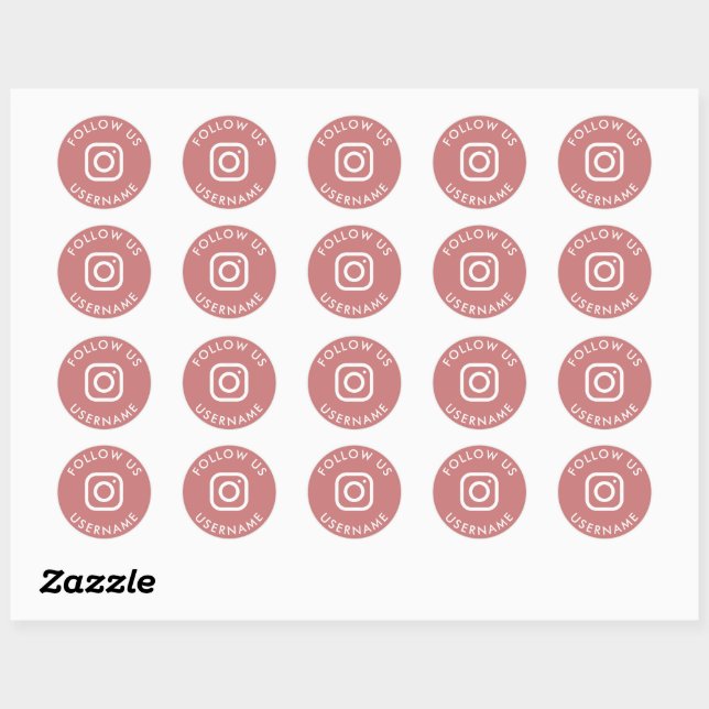 Sticker Rond paquet de médias sociaux moderne rose personnalisé (Feuille)