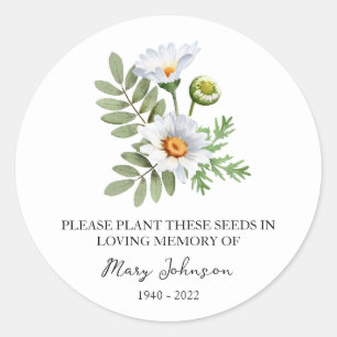 Sticker Rond Paquet de semence funéraire commémoratif de Daisy