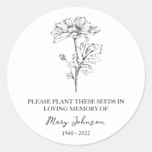 Sticker Rond Paquet de semence funéraire commémoratif de Daisy