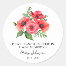 Sticker Rond Paquet de semence funéraire Poppy Memorial