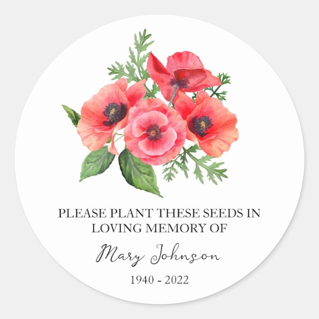 Sticker Rond Paquet de semence funéraire Poppy Memorial (Devant)