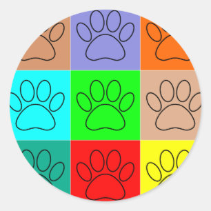 Sticker Rond Paquets De Chiots Mignons En Carré
