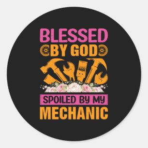 Sticker Rond Par Dieu Par Mon Mécanicien