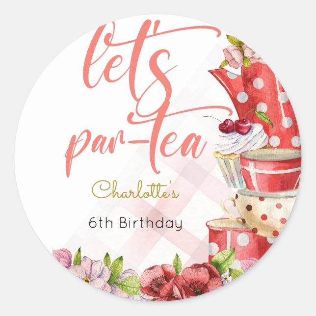 Sticker Rond Par-tea, anniversaire de la fleur de thé (Devant)