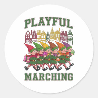 Sticker Rond Parade des elfes de Noël