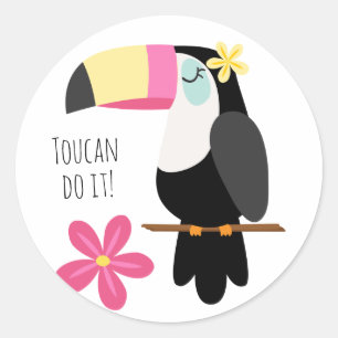 Sticker Rond Paradis tropical coloré Toucan