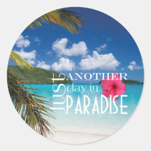 Sticker Rond Paradis tropical de la plage