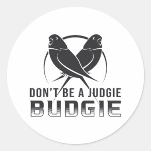Sticker Rond Parakeet Lover Judgie Budgie Budgerigar Animaux
