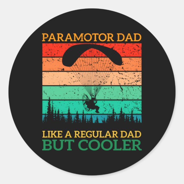 Sticker Rond Paramotor Papa Paramotor Paraglider Propulsé Parag (Devant)