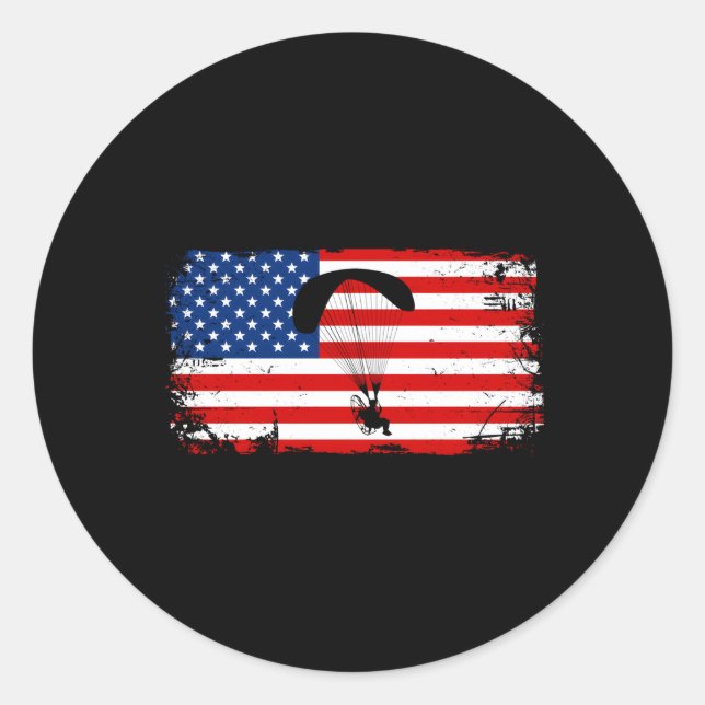 Sticker Rond Parapente américaine à drapeau flottant (Devant)