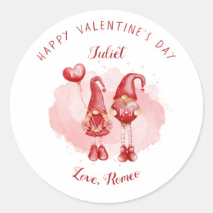 Sticker Rond Paraphe personnalisée Gnomes mignons Noms Saint-Va