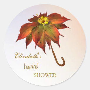 Sticker Rond Parapluie feuilles d'automne Fête des mariées