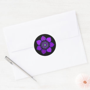 Sticker Rond Parapluie violet & coeurs.7