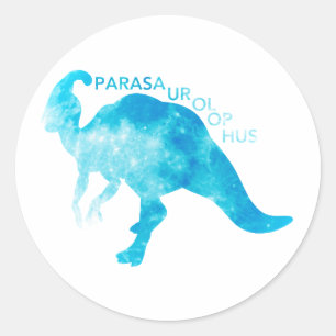Sticker Rond Parasaurolophus bleu - Choisissez la couleur arriè