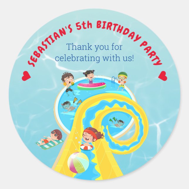 Sticker Rond Parc aquatique Splash Eté toboggan aquatique fête  (Devant)