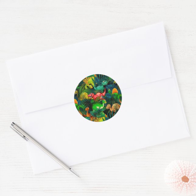 Sticker Rond Parc Dinosaur (Enveloppe)