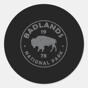 Sticker Rond Parc national de Badlands Bison Vintage Randonnée