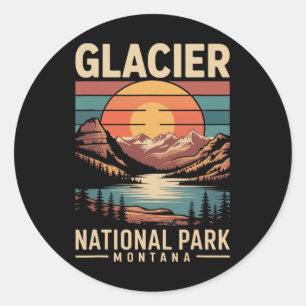 Sticker Rond Parc national de Glacier Ours Vintage Montana Rand