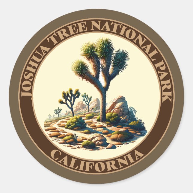 Sticker Rond Parc national de Joshua Tree, Californie (Devant)