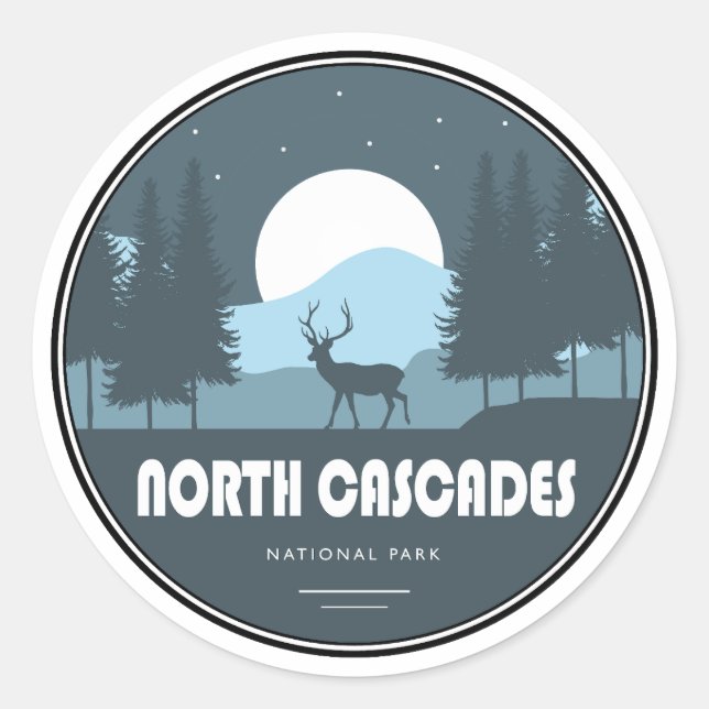 Sticker Rond Parc national de North Cascades Deer (Devant)