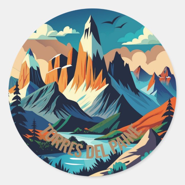 Sticker Rond Parc national de Torres del Paine Chili (Devant)