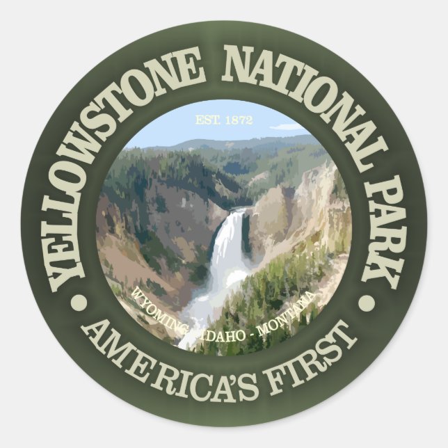 Sticker Rond Parc national de Yellowstone (chutes) (Devant)