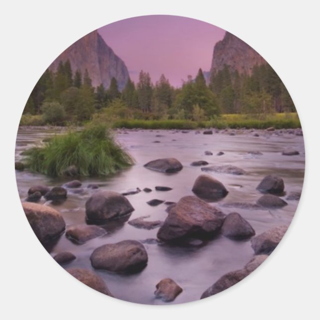 Sticker Rond Parc national de Yosemite à Dusk (Devant)