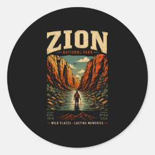 Sticker Rond parc national de Zion vintage rétro canyon extérie