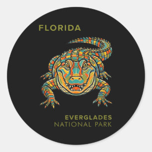 Sticker Rond parc national des Everglades alligator géométrique