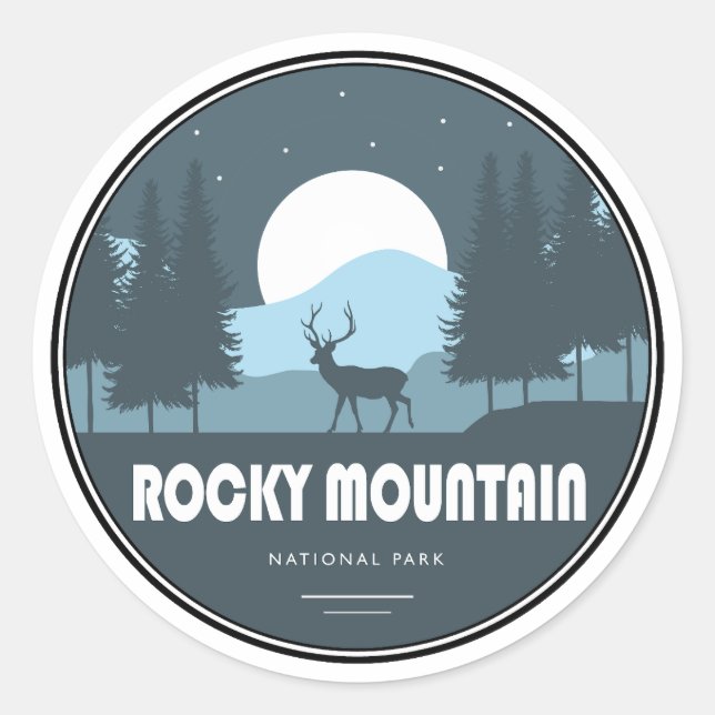 Sticker Rond Parc national des Rocheuses Deer (Devant)