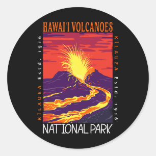 Sticker Rond Parc national des volcans d'Hawaï Volcan Kilauea V