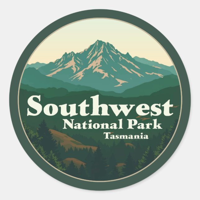 Sticker Rond Parc national du Sud-Ouest Tasmanie (Devant)