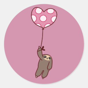 Sticker Rond Paresse de ballon de coeur