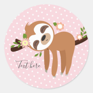 Sticker Rond paresse, paresse mignonne, illustration animale