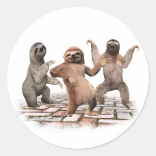 Sticker Rond Paresseux Dansant Drôle Dons Mignonnes Cadeaux Pou