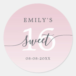 Sticker Rond Parfait Rose Ombre Nom Personnalisé Date 16 Ans