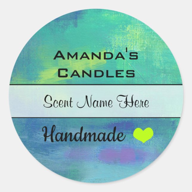 Sticker Rond Parfum Abstrait de bougie verte et bleue (Devant)